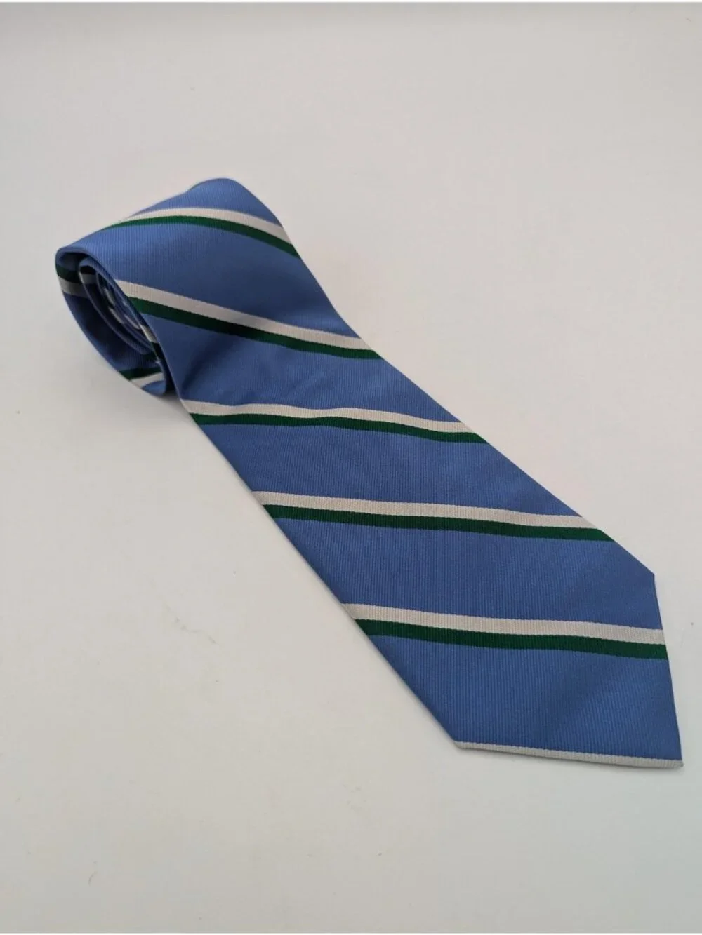 J Crew Tie Mens Blue Green Stripe Silk Slim Skinny Necktie Business Formal